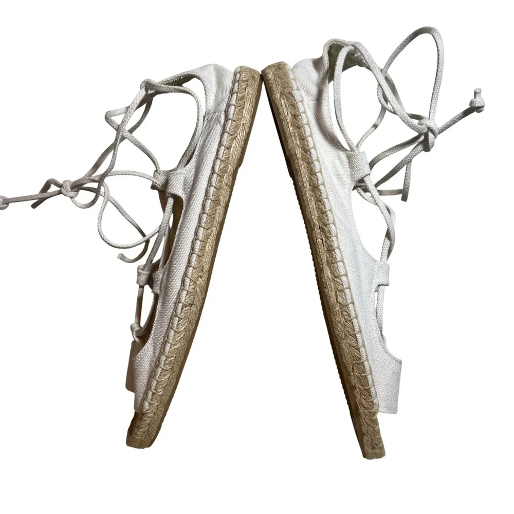 Soludos Biarritz Lace Up Espadrille‎ in White, Women's Size 11